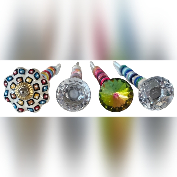 4 Handmade Colorful Beaded Plant Stakes. New! - Picture 2 of 14